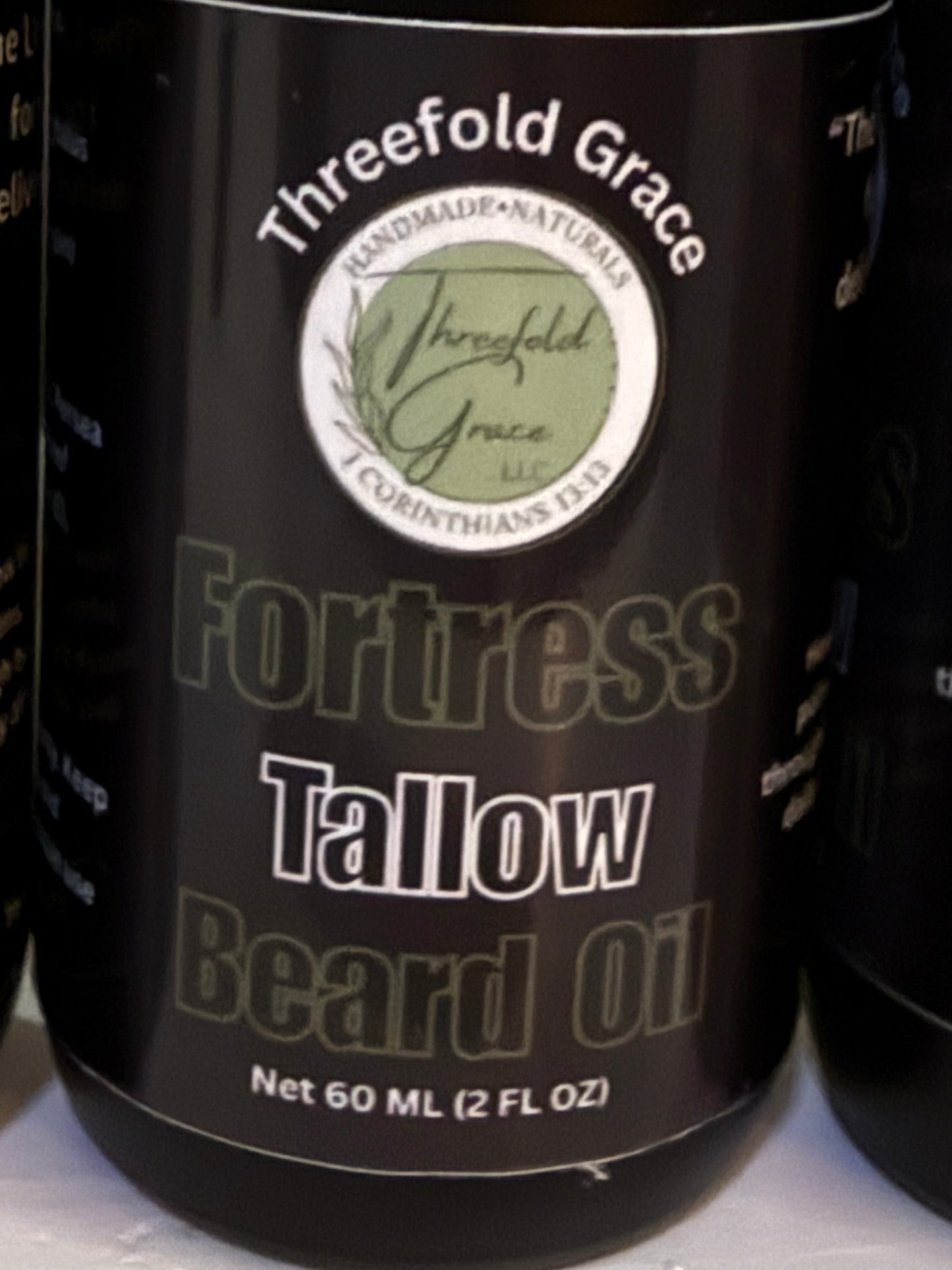 close up of tallow beard oil