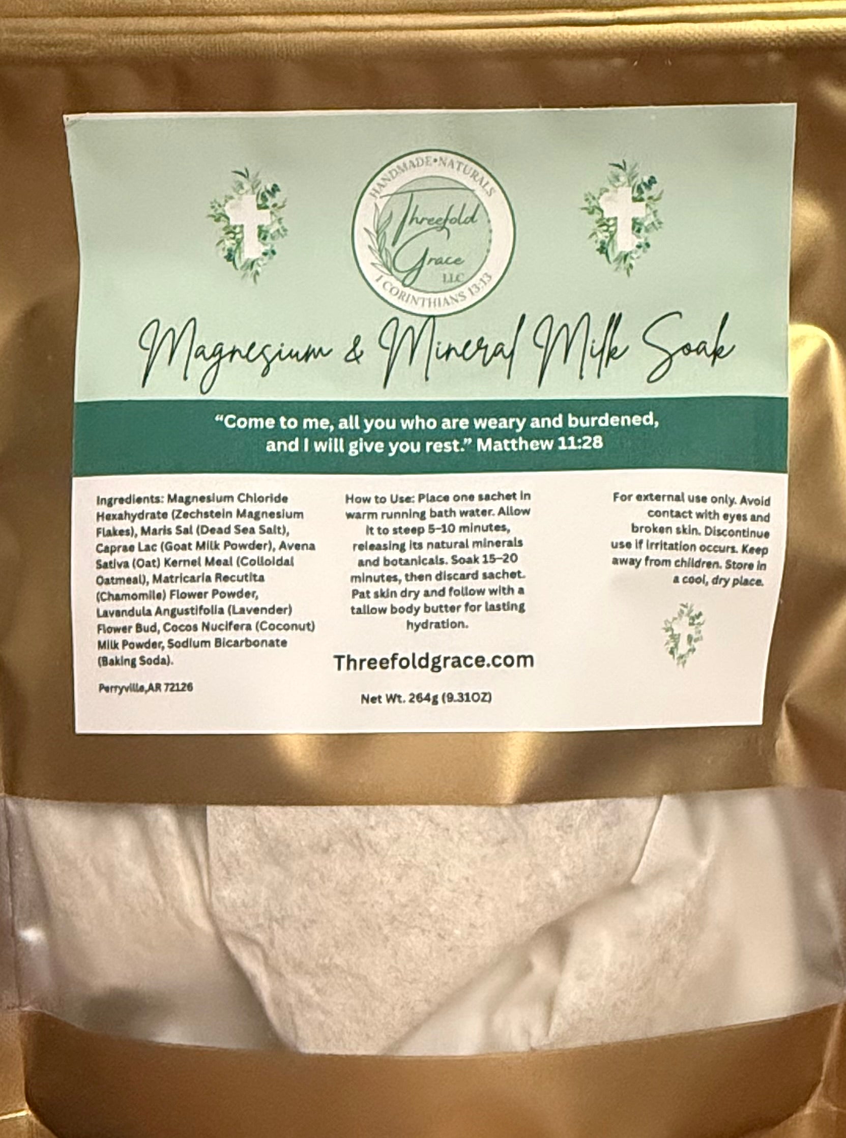 gold bag 4 pack of magnesium and goats milk spa bath soaks