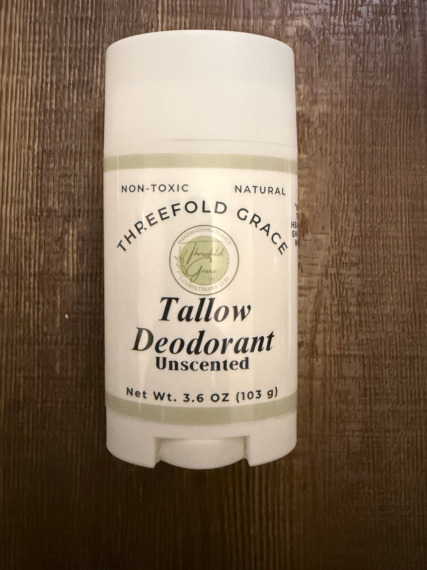 unscented tallow natural deodorant stick baking soda free