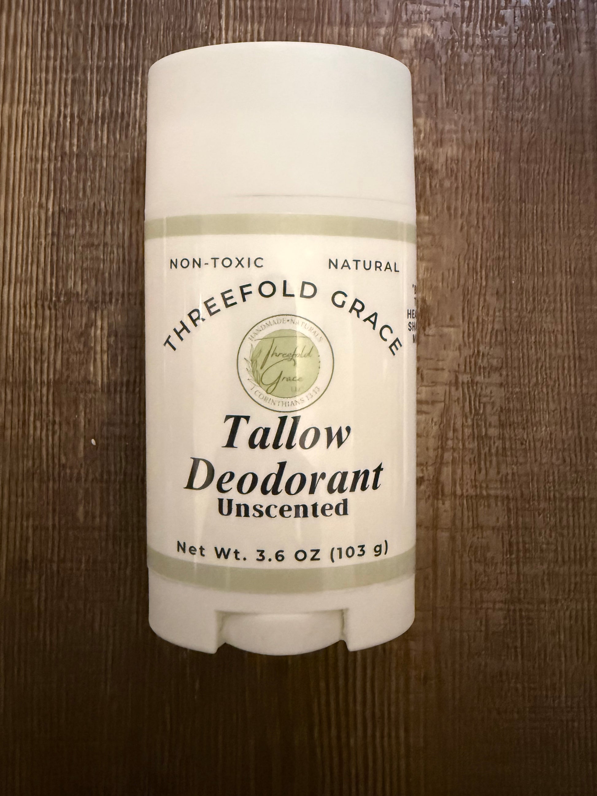 unscented tallow natural deodorant stick baking soda free
