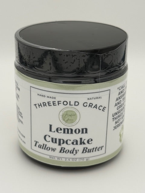 Lemon cupcake scented whipped tallow body butter pure suet, premium essential oils scented