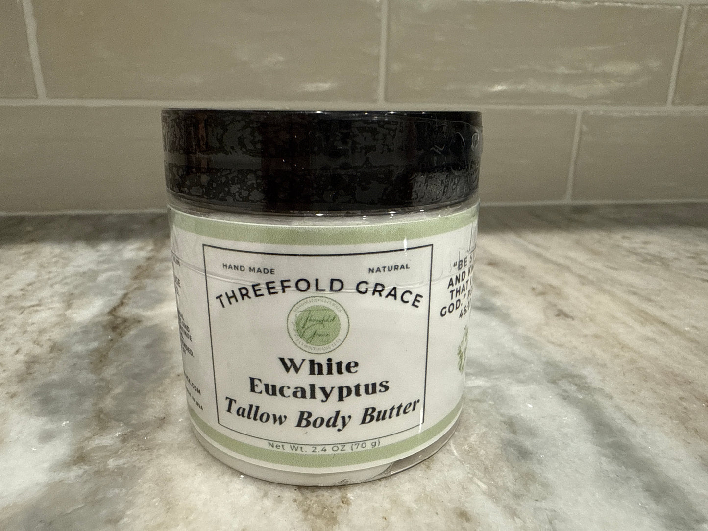 Tallow body butter with white eucalyptus clean fragrance 